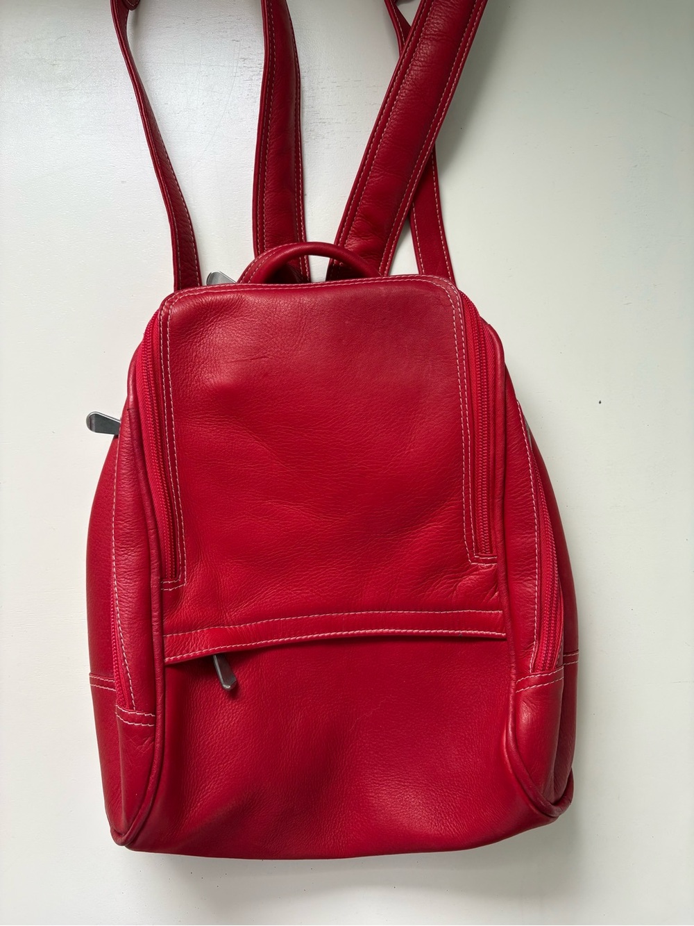 Le Donne Red Leather U-Zip Mini Backpack LD-030